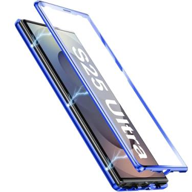 Imagem de [Material de metal] Capa para Samsung Galaxy S25 Ultra, capa de celular externa com proteção contra quedas de grau militar com tela de vidro integrada e protetor de lente da câmera, capa de metal para