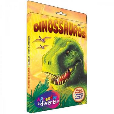 Imagem de Aprender e divertir - Dinossauros: 4 livros de colorir, máscara e jogo