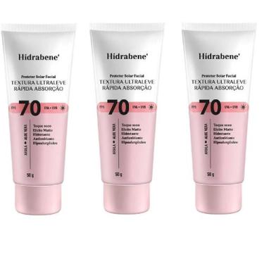 Imagem de Kit 03 Protetor Solar Fps 70 Rápida Absorção 50g - Hidrabene