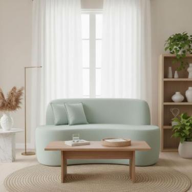 Imagem de Sofá Minimalista Orgânico 2 Lugares Sala Bouclé - Online Confort, Bouc