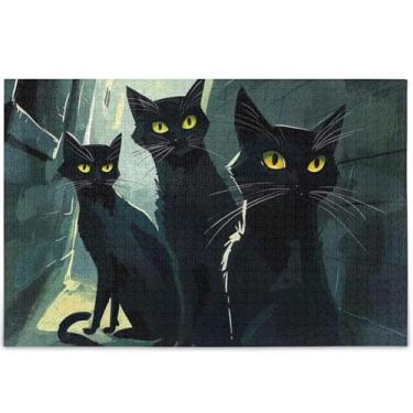 Imagem de Quebra-cabeça de gatos pretos suspeitos adultos 1000 peças família elefantes brancos presentes paisagem cena quebra-cabeça arte animal impressão, 75 cm x 50 cm
