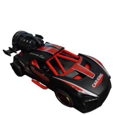 Imagem de Carrinho Miniatura Esportivo foguete turbina com Efeito Fumaça e LED, Metal, Fricção, (Preto)