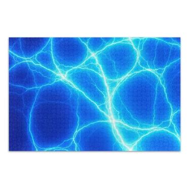 Imagem de Quebra-cabeça elétrico azul relâmpago brilhante 1000 quebra-cabeças para adultos presentes de elefante branco engraçado difícil jogo de arte, 75 x 40 cm