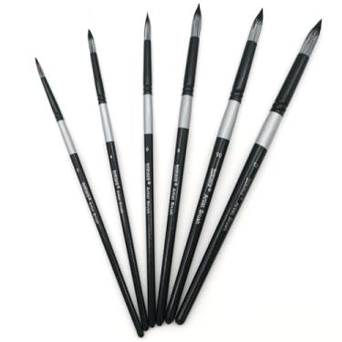 Imagem de Conjunto de pincéis redondos, 6 pincéis artísticos para pintura de guache em aquarela a óleo acrílico