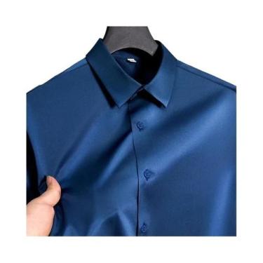 Imagem de Camisa Social Masculina Branca De Manga Longa Slim Fit Não Amassa Resi