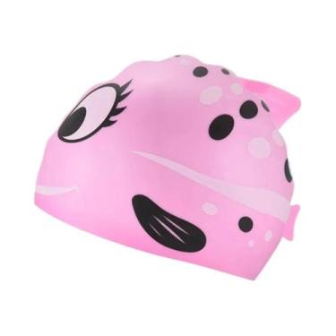 Imagem de Touca De Natação Infantil De Silicone Impermeável Com Design De Peixe 