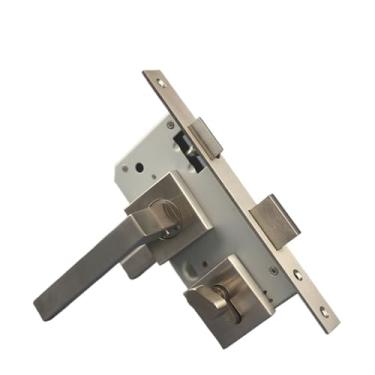 Imagem de VTGVVVTR Fechadura de porta de quarto estilo chinês fechadura dividida para quarto interior 304 aço inoxidável alça quadrada fechadura de porta de madeira mecânica