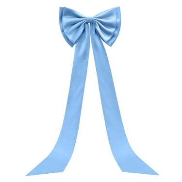 Imagem de Laço grande de cetim para pano de fundo, 150 x 38 cm, laço gigante, para decoração de parede de quarto temático, porta de casamento, noivado, despedida de solteira, chá de solteira, decoração de