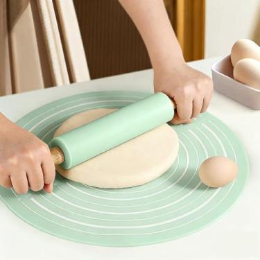 Imagem de Pacote com 2 rolos de silicone para conjuntos de panificação – Rolo de massa de pastelaria e tapete de silicone