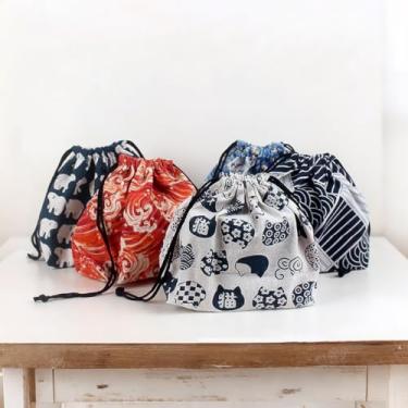 Imagem de 1 bolsa bentô estilo japonês, conjunto de lancheira com cordão fofo para estudantes, bolsa de comida portátil para escola, escritório e piquenique, verde