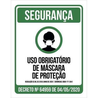 Imagem de Placa De Segurança - Uso Obrigatório De Máscara 18X23 - Sinalizo