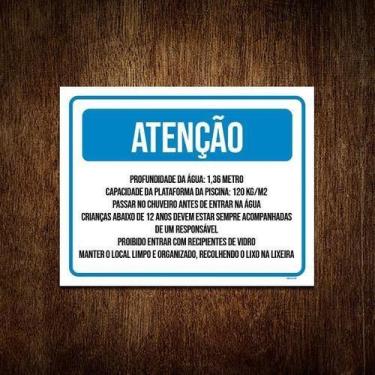 Imagem de Kit 3 Placa Sinalização - Atenção Piscina Usar Lixeira - Sinalizo