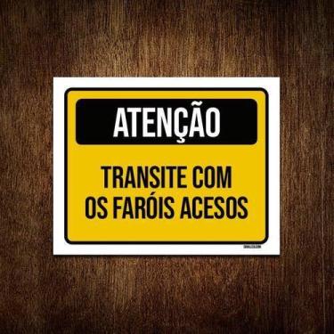 Imagem de Kit 10 Placas Atenção Transite Com Faróis Acesos - Sinalizo.Com