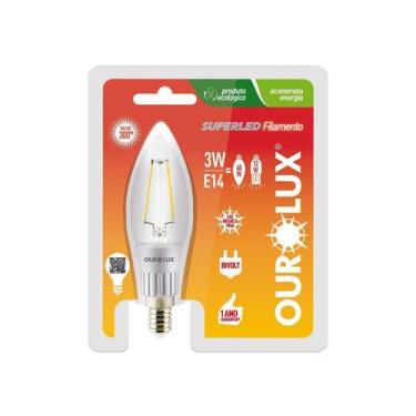 Imagem de Lampada LED Vela Filamento Fosca Bocal E27 3 watts Bivolt 6000k Branco