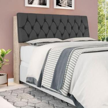 Imagem de Cabeceira Box Casal Isis Amarula Com Capitonê Preto