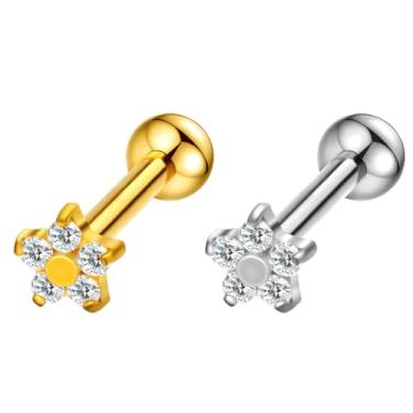 Imagem de LOMISS PIERCING BARBELL AÇO CIRÚRGICO PVD FLOR ZIRCÔNIA 1,2X8 (AÇO)
