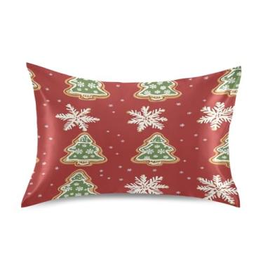 Imagem de Blueangle Fronha de cetim de biscoito de gengibre para cabelo e pele, fronha de seda, tamanho Queen (51 x 76 cm) - Capas de almofada de cetim com fecho de envelope (108)