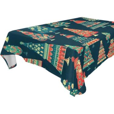 Imagem de Blueangle Toalha de mesa de árvore de Natal – Toalha de mesa retangular de poliéster impermeável e resistente a manchas para ambientes internos e externos, 152 x 274 cm (272)