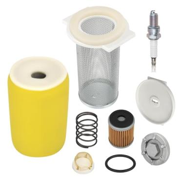Imagem de JAVIK 1YW-14458-01-00 Conjunto de tampa de guia de gaiola de filtro de ar com plugue de drenagem de filtro de combustível kit de mola de filtro de óleo para Yamaha Big Bear Moto-4 Kodiak 350 400 1987
