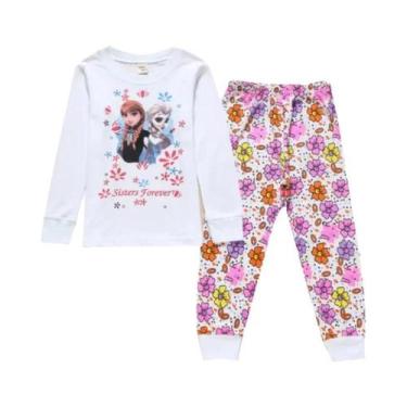 Imagem de Conjunto De Pijamas De Algodão Para Crianças Estilo Frozen Elsa Anna R