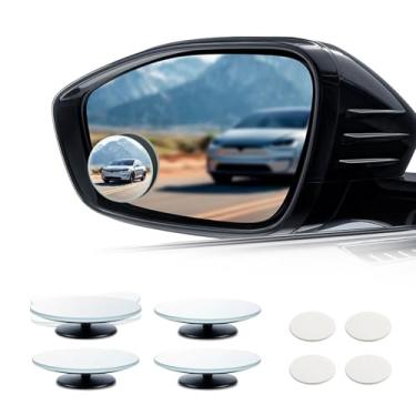 Imagem de Espelhos de ponto cego, espelho convexo sem moldura ajustável de 360° para carros, caminhões e SUVs, acessórios de espelho retrovisor externo grande angular, fácil instalação, vidro HD, antirreflexo