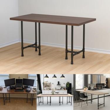 Imagem de Pernas de mesa industriais de 71 cm, pernas de mesa de tubo de ferro preto resistente para mesas de centro, mesas e mesinhas de cabeceira, moldura de metal vintage cinza escuro preto, kit de perna de
