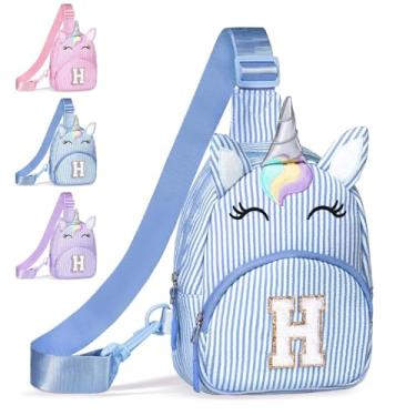 Imagem de COSHAYSOO Pochete de cintura pequena com alça ajustável com patch de letra inicial para mulheres, adolescentes, meninas, viagens, academia, caminhada, bolsa de viagem transversal, bolsa moderna, Azul