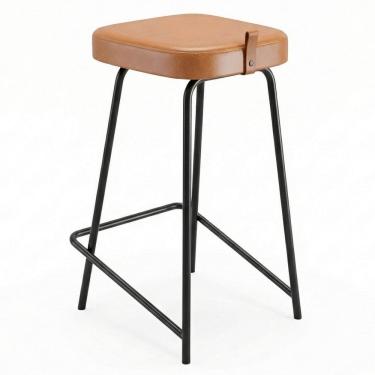 Imagem de Banqueta Média Para Cozinha Vik Estofada Couríssimo Whisky - Desk Design