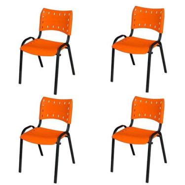 Imagem de Kit 4 Cadeiras Iso Fixa Tubular Igreja Escritório Sorveteria Empilháve