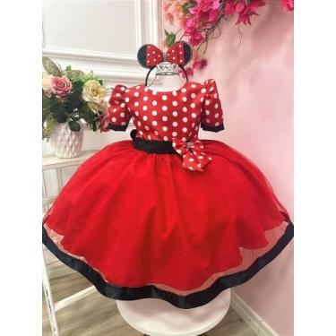 Imagem de Vestido Infantil Minnie Vermelho para Festas e Aniversários - Fabuloso
