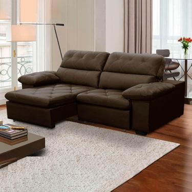 Imagem de Sofa Retratil Reclinavel 2 Lugares 2,00m Crystal Veludo Marrom Lansofbr