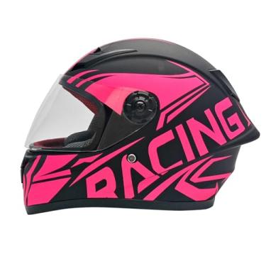 Imagem de Capacetes infantis modernos para motocicletas adolescentes motor-bike scooter motociclista BMX quatro rodas capacetes de rosto inteiro meninos meninas aprovado pelo DOT (rosa GG)