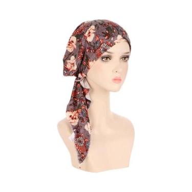 Imagem de Hijab Turbante com Estampa Floral - Elástico, Respirável e Confortável