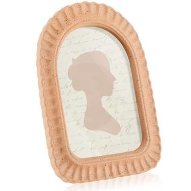 Imagem de AceOrbit Porta-retrato cáqui com pétalas onduladas de 10 x 15 cm, linda borda ondulada, de vidro real, para exibição de mesa, decoração de casa, família, amigos, presentes de formatura de casamento