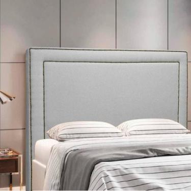 Imagem de Cabeceira para Cama Box com Frame Casal 138cm Cravejada Dama Linho Bou