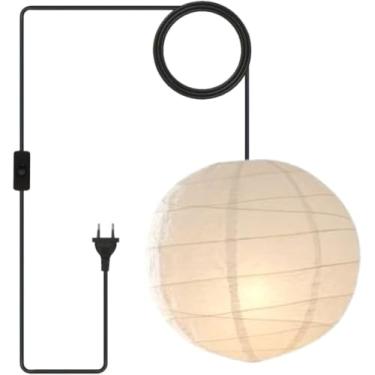Imagem de Nogy Luminária pendente de lanterna - Pingente de lanterna de papel - Luz pendente de papel branco - Luz suspensa de arroz, perfeita para decoração de casa irregular (plug-in, 49,8 cm)