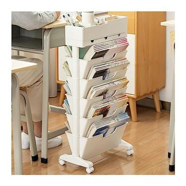 Imagem de Organizador vertical estreito de estante – carrinho móvel para sala de aula para escritório em casa e biblioteca, suporte de leitura/porta-revistas