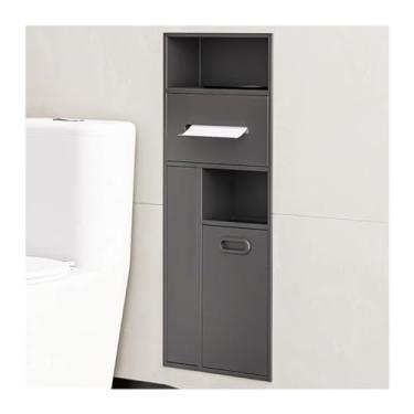 Imagem de Nicho de chuveiro de aço inoxidável - organizador de alcova para quarto molhado embutido para papel higiênico, lixo, xampu e artigos de higiene pessoal - rack de armazenamento de casa de banho, cinza