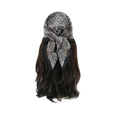 Imagem de Lenço Quadrado De Seda 70cm Feminino, Xale De Cetim, Hijab, Bandana Pa