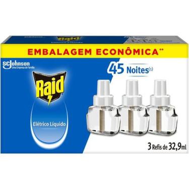 Imagem de Repelente Eletrico Líquido Raid 45 Noites 3 Refis de 32,9ml