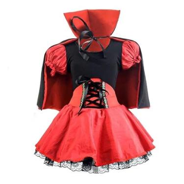 Imagem de Fantasia Vampira Feminina Com Corselet e Capa de Halloween