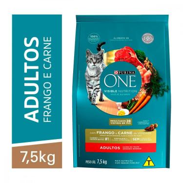 Imagem de Ração Purina One Gatos Adultos Frango e Carne 7,5kg