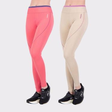 Imagem de Kit 2 Calças Legging Rainha Vivos Flow Pipe Feminina Roxa e Dourada, G