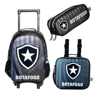 Imagem de Kit Mochila Com Carrinho Futebol com Lancheira e Estojo Botafogo Original-Unissex