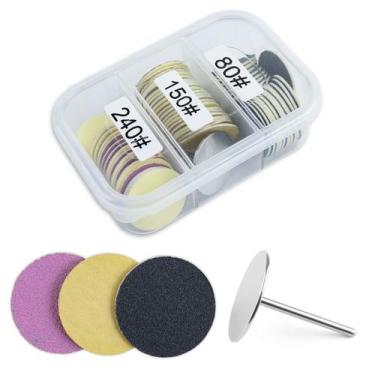 Imagem de Kit 1 Broca Disco 60 Lixa Refil Gramatura 80, 150, 240, Manicure Nail 