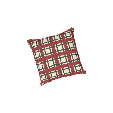 Imagem de Almofada com enchimento Xadrez Quadriculado Bege e Vermelho - Fabrika 