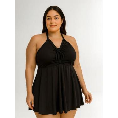 Imagem de Maiô Vestido Feminino Plus Size Saia Embutida Saída Preto - SULLINS, P