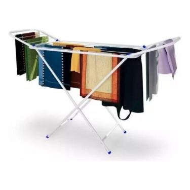 Imagem de Varal De Roupa Retrátil De Chão Com Abas Suporta 12kg - Branco