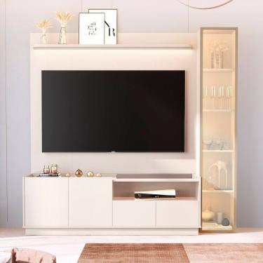 Imagem de Rack com Painel para Tv 75 Polegadas 100% Mdf com Led Vitoria Regia Off White