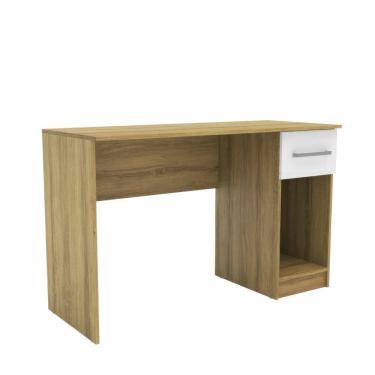 Imagem de Mesa Escrivaninha com Gaveta e Espaço para Computador Office 120cm Cor Marrom/Branco - Mademóvel